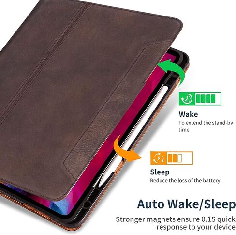 Gexmil Genuine Leather Case for iPad Mini 6 Generation,iPad Mini 8.3 inch 2021,Magnetic Closure,Pencil Holder,Shockproof Real Leather Cowhide Cover,Pencil 2 Wireless Charging,Sand Dark Brown in Saudi Arabia