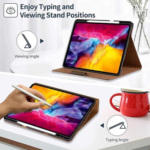 Gexmil Genuine Leather Case for iPad Mini 6 Generation,iPad Mini 8.3 inch 2021,Magnetic Closure,Pencil Holder,Shockproof Real Leather Cowhide Cover,Pencil 2 Wireless Charging,Sand Dark Brown in Saudi Arabia