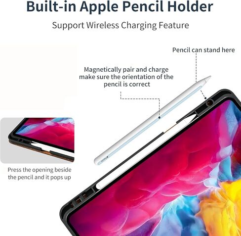 حافظة Gexmil من الجلد الطبيعي لجهاز iPad Mini 6 Generation، iPad Mini 8.3 بوصة 2021، إغلاق مغناطيسي، حامل أقلام، غطاء جلد البقر الحقيقي المقاوم للصدمات، قلم 2 شحن لاسلكي، بني داكن in Kuwait