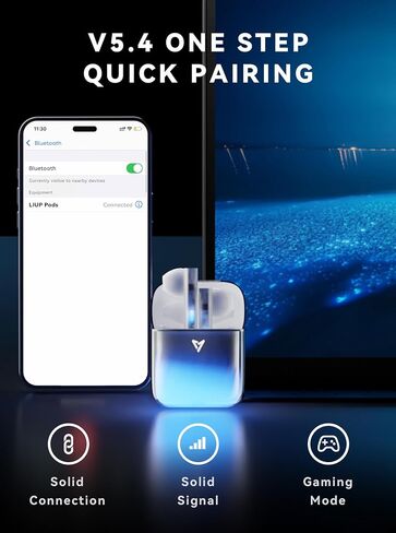 Wireless Luminous Earbuds LP1 Bluetooth 5.4 Moving Sand Glow in The Dark Earbuds with Wireless Charging Case 32H Playback Ear Buds Stereo Bass Built-in Mic in Ear Earphones for TV Smart Phone in Saudi Arabia