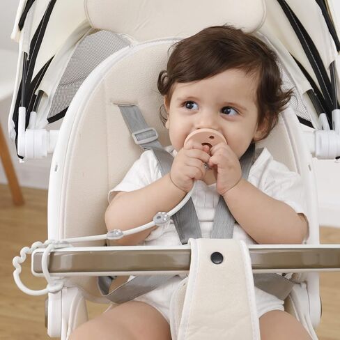 Toy Strap for Baby,Pacifier Clip,Baby Teething Toys,Baby Fruit Feeder Strap,4 Pack Silicone Adjustable Stretchable Sippy Cup Straps for High Chairs,Strollers,Cribs,Car Seat(Green+Grey) in Saudi Arabia