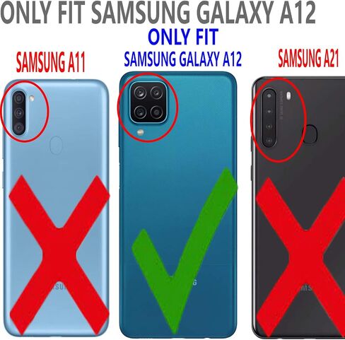 Samsung A12 5G Case, Galaxy A12 5G Case, with Tempered Glass Screen Protector, Circlemalls Heavy Duty Military Grade 12 ft Shockproof Kickstand Phone Cover with Belt Clip Holster- Dark in Saudi Arabia