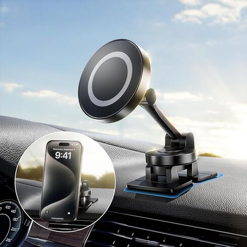 لحامل السيارة MagSafe - [24 مغناطيسًا قويًا] حامل هاتف مغناطيسي للوحة قيادة السيارة، حامل سيارة مغناطيسي قابل للدوران 360 درجة/قابل للطي/مستقر للغاية لملحقات iPhone/Magsafe وجميع الهواتف. in Kuwait