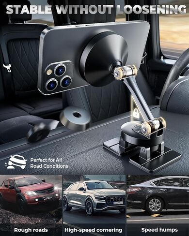 لحامل السيارة MagSafe - [24 مغناطيسًا قويًا] حامل هاتف مغناطيسي للوحة قيادة السيارة، حامل سيارة مغناطيسي قابل للدوران 360 درجة/قابل للطي/مستقر للغاية لملحقات iPhone/Magsafe وجميع الهواتف. in Kuwait