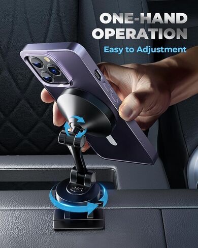 لحامل السيارة MagSafe - [24 مغناطيسًا قويًا] حامل هاتف مغناطيسي للوحة قيادة السيارة، حامل سيارة مغناطيسي قابل للدوران 360 درجة/قابل للطي/مستقر للغاية لملحقات iPhone/Magsafe وجميع الهواتف. in Kuwait
