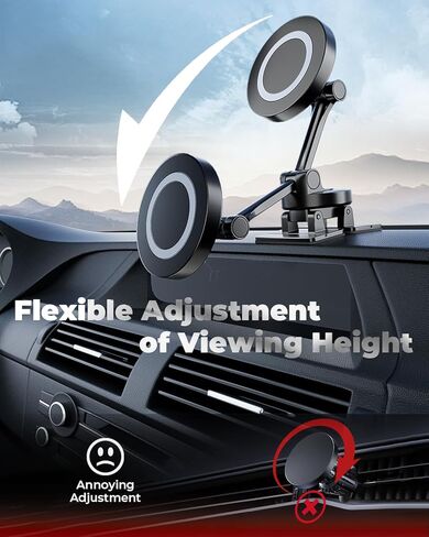 لحامل السيارة MagSafe - [24 مغناطيسًا قويًا] حامل هاتف مغناطيسي للوحة قيادة السيارة، حامل سيارة مغناطيسي قابل للدوران 360 درجة/قابل للطي/مستقر للغاية لملحقات iPhone/Magsafe وجميع الهواتف. in Kuwait