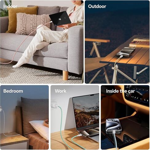 كابل USB C، 3 حزم 6FT 60W USB C إلى USB C كابل شاحن 48 جديلة مضفرة ملونة من النوع C كابل شحن سريع متوافق مع iPhone 15/Pro/Max/Plus/MacBook/iPad Pro/Air/Samsung/Android/Laptop in Kuwait