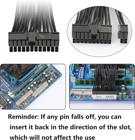 كابل تمديد GELRHONR 24 Pin PSU، اللوحة الأم ATX PSU 24 Pin (20+4) كابل تمديد ذكر إلى أنثى - 1 قدم in Saudi Arabia
