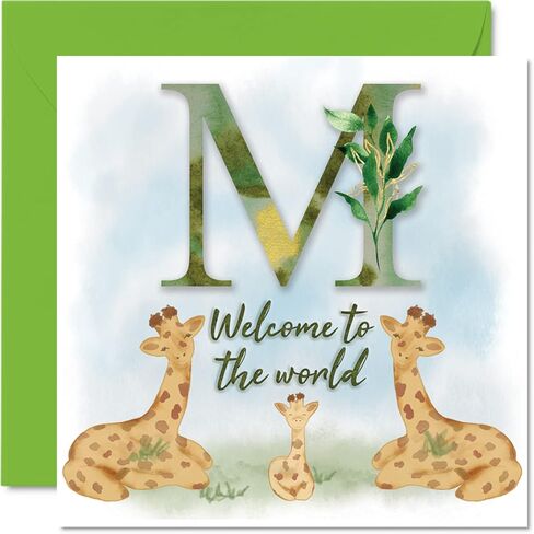 New Baby Card Unisex - Welcome to the world J - Congratulations Baby Cards Newborn, Well Done Congrats New Baby Cards, Welcome To The World Home Gifts, 5.7 x 5.7 Inch Baby Greeting Cards for Parents in Kuwait