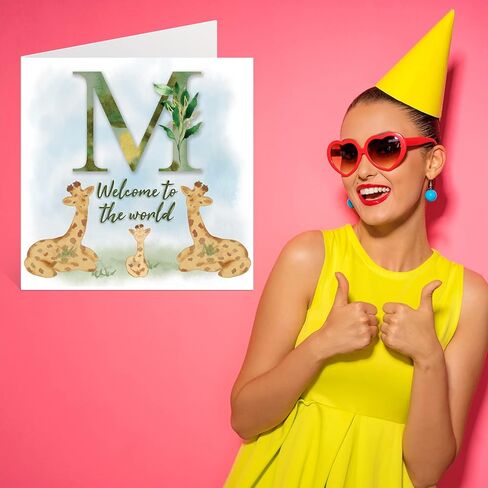 New Baby Card Unisex - Welcome to the world J - Congratulations Baby Cards Newborn, Well Done Congrats New Baby Cards, Welcome To The World Home Gifts, 5.7 x 5.7 Inch Baby Greeting Cards for Parents in Kuwait