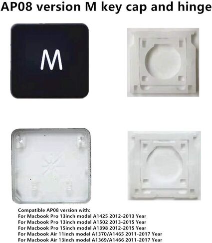 Replacement Individual AP08 Type M Key Cap and Hinges are Applicable for MacBook Pro Model A1425 A1502 A1398 for MacBook Air Model A1369/A1466 A1370/A1465 Keyboard to Replace The M Key Cap and Hinge in Saudi Arabia