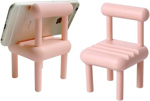 Wooden Mini Chair Shape Cell Phone Stand, Small Chair Mobile Phone Holder, Multi-Angle Universal Mobile Phone Stand Portable Smartphone Dock Compatible with Most Cell Phone and Tablet for Desk (Wood) in Saudi Arabia