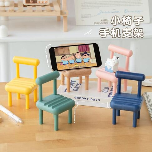 Wooden Mini Chair Shape Cell Phone Stand, Small Chair Mobile Phone Holder, Multi-Angle Universal Mobile Phone Stand Portable Smartphone Dock Compatible with Most Cell Phone and Tablet for Desk (Wood) in Saudi Arabia