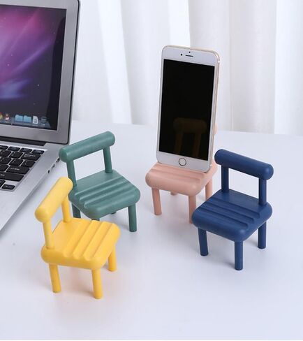 Wooden Mini Chair Shape Cell Phone Stand, Small Chair Mobile Phone Holder, Multi-Angle Universal Mobile Phone Stand Portable Smartphone Dock Compatible with Most Cell Phone and Tablet for Desk (Wood) in Saudi Arabia