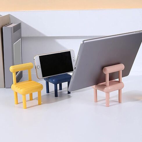 Wooden Mini Chair Shape Cell Phone Stand, Small Chair Mobile Phone Holder, Multi-Angle Universal Mobile Phone Stand Portable Smartphone Dock Compatible with Most Cell Phone and Tablet for Desk (Wood) in Saudi Arabia