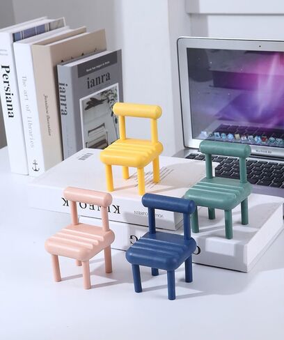 Wooden Mini Chair Shape Cell Phone Stand, Small Chair Mobile Phone Holder, Multi-Angle Universal Mobile Phone Stand Portable Smartphone Dock Compatible with Most Cell Phone and Tablet for Desk (Wood) in Saudi Arabia