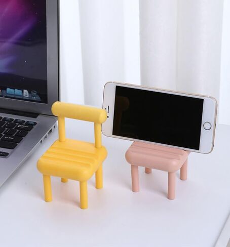 Wooden Mini Chair Shape Cell Phone Stand, Small Chair Mobile Phone Holder, Multi-Angle Universal Mobile Phone Stand Portable Smartphone Dock Compatible with Most Cell Phone and Tablet for Desk (Wood) in Saudi Arabia