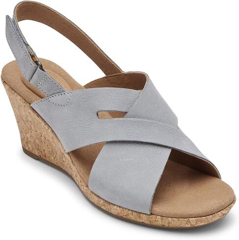 Rockport Womens Briah Slot Sling Leather Wedge Sandals Blue 10 Medium (B,M) in Saudi Arabia