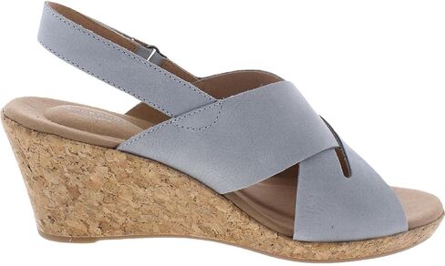 Rockport Womens Briah Slot Sling Leather Wedge Sandals Blue 10 Medium (B,M) in Saudi Arabia