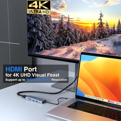 موزع USB C 6 في 1، محول USB C Mac Pro/Air Table، 6 في 1 مع مخرج HDMI 4K، 100W PD، 2*USB 3.0، قارئ بطاقة TF، متوافق مع أجهزة الكمبيوتر المحمول وSurface Pro 8 والأجهزة الأخرى in Kuwait