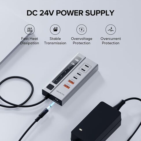 Powered USB C Hub, PULWTOP USB Hub Powered Support 10Gbps Data & PD 45W Charging Not Support Video, 2USB-C 10Gbps Ports, 2USB 3.1 10Gbps Ports power adapter for iMac, MacBook Pro/Air,iPad, XPS Adapter in Saudi Arabia
