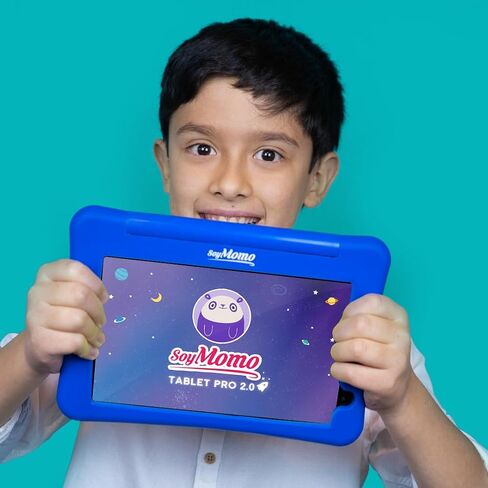 SoyMomo Anti-cyberbullying Tablet for Kids with Remote Parental Control App, WiFi, Bluetooth, 8" Screen, 64GB Memory, 4GB RAM, Camera, 5000 mHa, Extra Durable Silicone Case (Blue) in Saudi Arabia