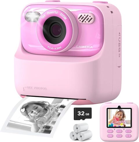 Upgrade Kids Camera Instant Print for Boys and Girls, 1080P HD Dual-Lens Selfie Digital Camera with Print Paper & 32G Card, Christmas Birthday Gifts Toys for Toddler and Teenagers Age 3-16 Years Old in Saudi Arabia