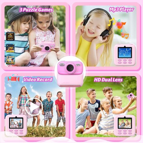 Upgrade Kids Camera Instant Print for Boys and Girls, 1080P HD Dual-Lens Selfie Digital Camera with Print Paper & 32G Card, Christmas Birthday Gifts Toys for Toddler and Teenagers Age 3-16 Years Old in Saudi Arabia