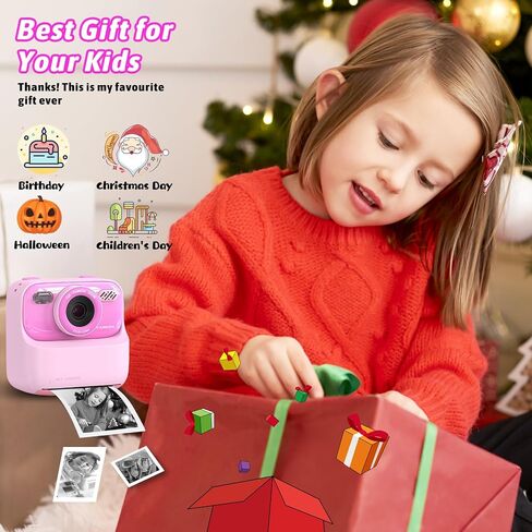 Upgrade Kids Camera Instant Print for Boys and Girls, 1080P HD Dual-Lens Selfie Digital Camera with Print Paper & 32G Card, Christmas Birthday Gifts Toys for Toddler and Teenagers Age 3-16 Years Old in Saudi Arabia