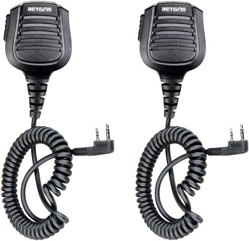 Retevis RT68 ميكروفون مكبر صوت لاسلكي، IP54 مقاوم للماء 2 دبوس كتف، متوافق مع Retevis RT22 RT21 RT15 RT17 H-777S RT86 RB29 BAOFENG UV-5R 888S UV-5G Samcom ثنائي الاتجاه، مقبس 3.5 مم (عبوتان) in Saudi Arabia