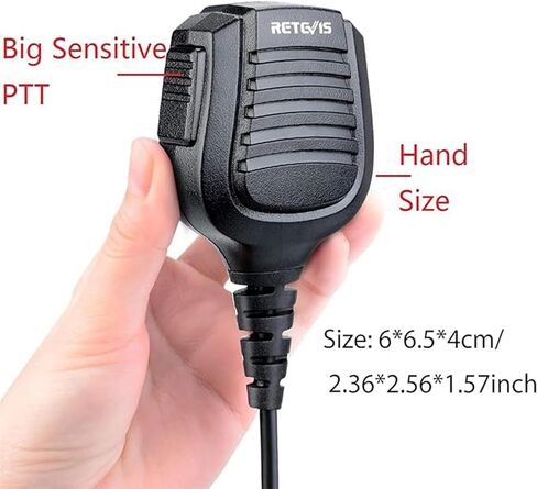 Retevis RT68 ميكروفون مكبر صوت لاسلكي، IP54 مقاوم للماء 2 دبوس كتف، متوافق مع Retevis RT22 RT21 RT15 RT17 H-777S RT86 RB29 BAOFENG UV-5R 888S UV-5G Samcom ثنائي الاتجاه، مقبس 3.5 مم (عبوتان) in Saudi Arabia