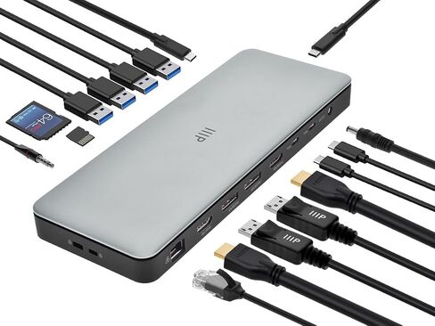 محطة إرساء Monoprice 15 في 1 ثلاثية العرض MST USB-C، مع أوضاع عرض متعددة، HDMI، SD/TF، ​​RJ45، صوت 3.5 مم، PD، متوافقة مع Mac OS MacBook وWindows Laptop، HP، Lenovo in Saudi Arabia