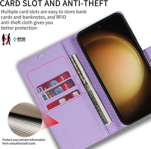 Compatible with Samsung Galaxy S23 Wallet Case with RFID Blocking Card Slots Stand Magnetic Closure Flip PU Leather Phone Cover for Samsung Galaxy S23 Case Wallet(6.1 inch-Baby Blue) in Kuwait