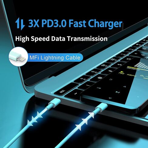 Xpxwaiyds لشاحن iPhone السريع، 3 عبوات لهاتف iPhone 14 13 12 11 USB C شاحن جدار الطاقة مع كابل 6FT، لكابل Lightning متوافق مع iPhone 13/13 Pro Max/12/12 Mini/Pro/11/XS/X/8Plus/Pad أزرق in Kuwait
