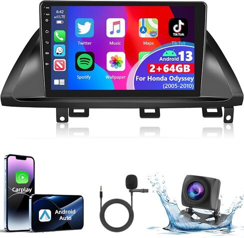 Podofo Carplay Android Auto Car Stereo for Honda Odyssey 2005 2006 2007 2008 2009 2010,10.1 Inch Touchscreen Car Radio Receiver with Bluetooth/GPS/Mirror Link/SWC/WiFi+MIC+AHD Backup Camera in Saudi Arabia