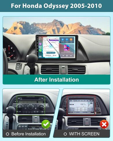 Podofo Carplay Android Auto Car Stereo for Honda Odyssey 2005 2006 2007 2008 2009 2010,10.1 Inch Touchscreen Car Radio Receiver with Bluetooth/GPS/Mirror Link/SWC/WiFi+MIC+AHD Backup Camera in Saudi Arabia