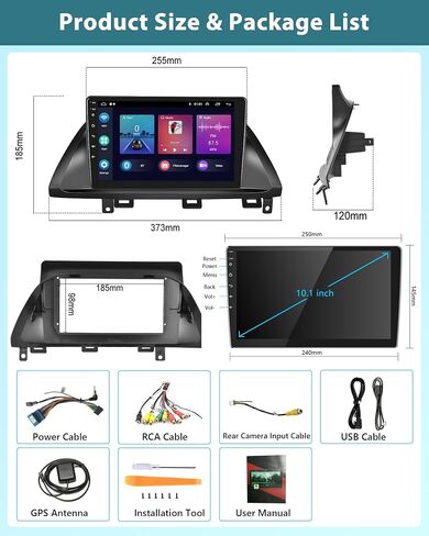 Podofo Carplay Android Auto Car Stereo for Honda Odyssey 2005 2006 2007 2008 2009 2010,10.1 Inch Touchscreen Car Radio Receiver with Bluetooth/GPS/Mirror Link/SWC/WiFi+MIC+AHD Backup Camera in Saudi Arabia