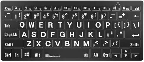 Logickeyboard BT Wireless مع طباعة كبيرة • لأجهزة الكمبيوتر التي تعمل بنظام Windows • أحرف سوداء على مفاتيح بيضاء • p/n LKB-LPBW-BTPC-US in Saudi Arabia