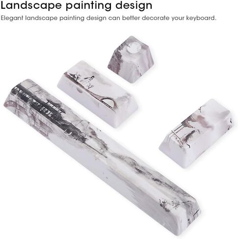 أغطية مفاتيح مخصصة للوحة المفاتيح الميكانيكية، 4 مفاتيح عالمية PBT Keycap Set Space ESC أدخل Numpad أدخل Keycap DIY Keycap Combo مع رسم المناظر الطبيعية الصينية in Kuwait