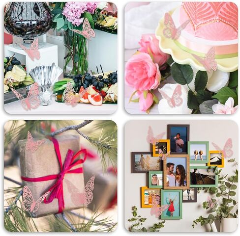 72Pcs Pink Butterfly Decorations 3D Butterfly Wall Decor 3 Styles 3 Sizes Removable Butterflies Decorations for Flower Bouquet Party Cake Mariposas Decoration(Pink) in Saudi Arabia