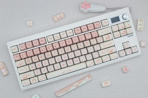 MAO Profile Keycaps، أغطية مفاتيح لطيفة على شكل قطة أغطية مفاتيح مخصصة 134 مفتاحًا، أغطية مفاتيح PBT Dye-sub للوحة المفاتيح الميكانيكية مجموعة أغطية مفاتيح كاملة الحجم (وردي كيتي) in Saudi Arabia