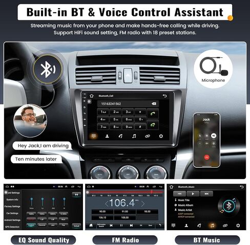UNITOPSCI 1G+32G Android 13 Car Radio Stereo for Mazda 6 2007-2012 GPS Navigation Head Unit Bluetooth 9 Inch Touch Screen Mirror Link WiFi/FM/RDS/USB/SWC + Backup Camera Mic in Saudi Arabia