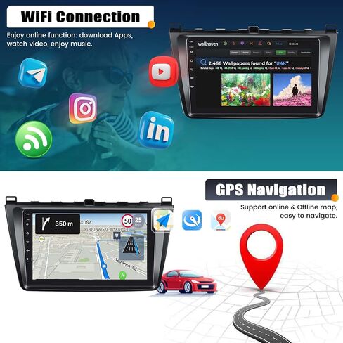 UNITOPSCI 1G+32G Android 13 Car Radio Stereo for Mazda 6 2007-2012 GPS Navigation Head Unit Bluetooth 9 Inch Touch Screen Mirror Link WiFi/FM/RDS/USB/SWC + Backup Camera Mic in Saudi Arabia