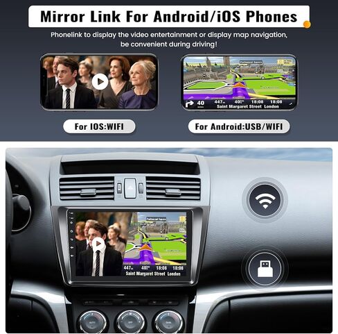 UNITOPSCI 1G+32G Android 13 Car Radio Stereo for Mazda 6 2007-2012 GPS Navigation Head Unit Bluetooth 9 Inch Touch Screen Mirror Link WiFi/FM/RDS/USB/SWC + Backup Camera Mic in Saudi Arabia