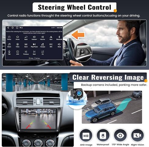 UNITOPSCI 1G+32G Android 13 Car Radio Stereo for Mazda 6 2007-2012 GPS Navigation Head Unit Bluetooth 9 Inch Touch Screen Mirror Link WiFi/FM/RDS/USB/SWC + Backup Camera Mic in Saudi Arabia