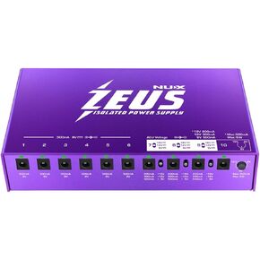 Nux Zeus All Isolated Power Supply for Guitar Pedal, Low Ground Noise, Universal Power, High Current