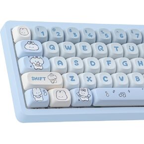 PBT Keycaps - MOA Keycaps, Cute Keycaps for Mechanical Keyboard, 139 Keys, Dye-Sublimation Custom Keyboard Keycap Set for 61/64/68/84/87/100/104/108 Cherry MX Mechanical Keyboard (Band Puppies)