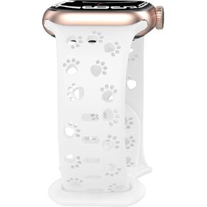 سوار ساعة Dog Paw متوافق مع سوار ساعة Apple 38 مم 40 مم 44 مم 42 مم 45 مم 41 مم 49 مم للنساء، أساور معصم مجوفة من السيليكون من الدانتيل النحيف لسلسلة iwatch 9/8/7/6/5/4/3/2/1/SE