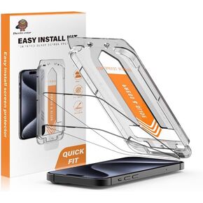 9H Tempered Glass Screen Protector Easy Install Kit - iphone 15, Transparent, chucai-003