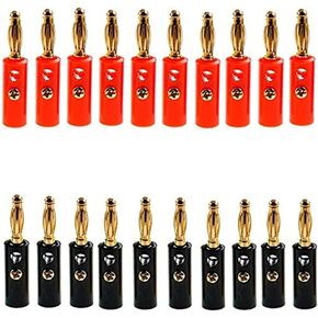 20 Pack Banana Speaker Wire Cable Screw Plugs Connectors 4mm
